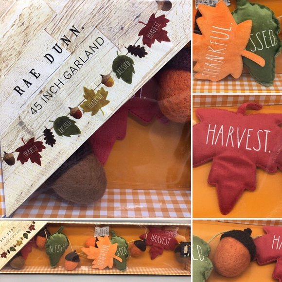 Rae Dunn LARGE Fall Leaf Acorn Mantel Garland Blessed Harvest Thankful 45" RARE - Picture 1 of 9
